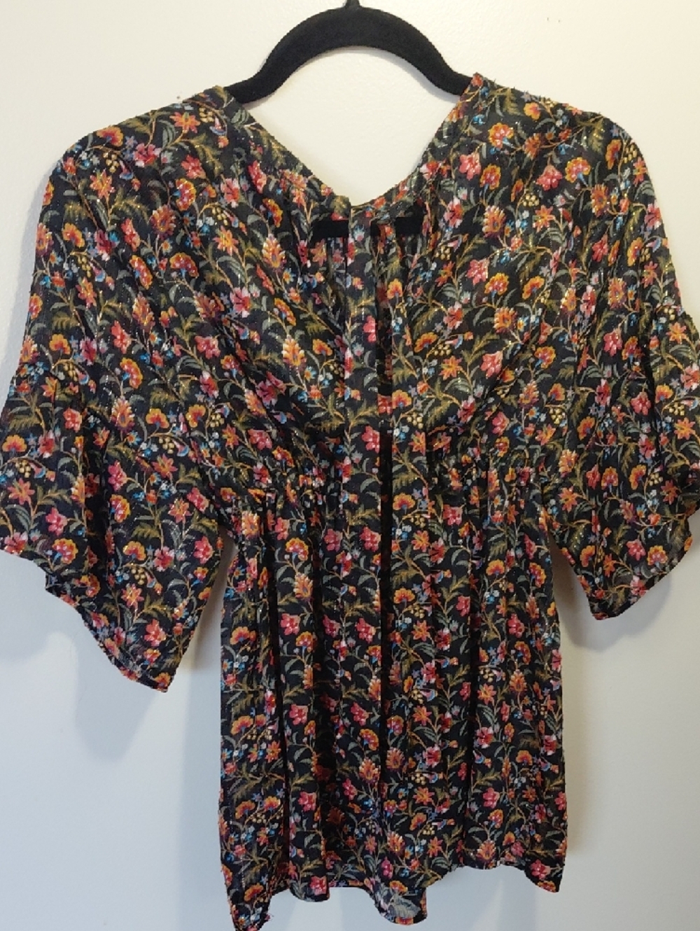 🔴 LOFT Floral Short Flutter Sleeve Blouse - Picture 5 of 11